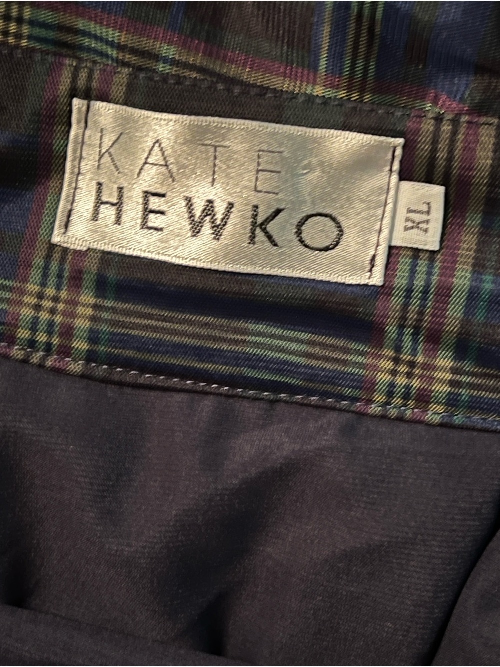 Kate Hewko Plaid Skirt in Black and Blue - Feminine A-Line Style - Picture 7 of 8